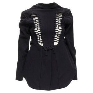 Pre Loved Comme Des Garcons Vintage LaceUp Back Jacket Women black | black Coats